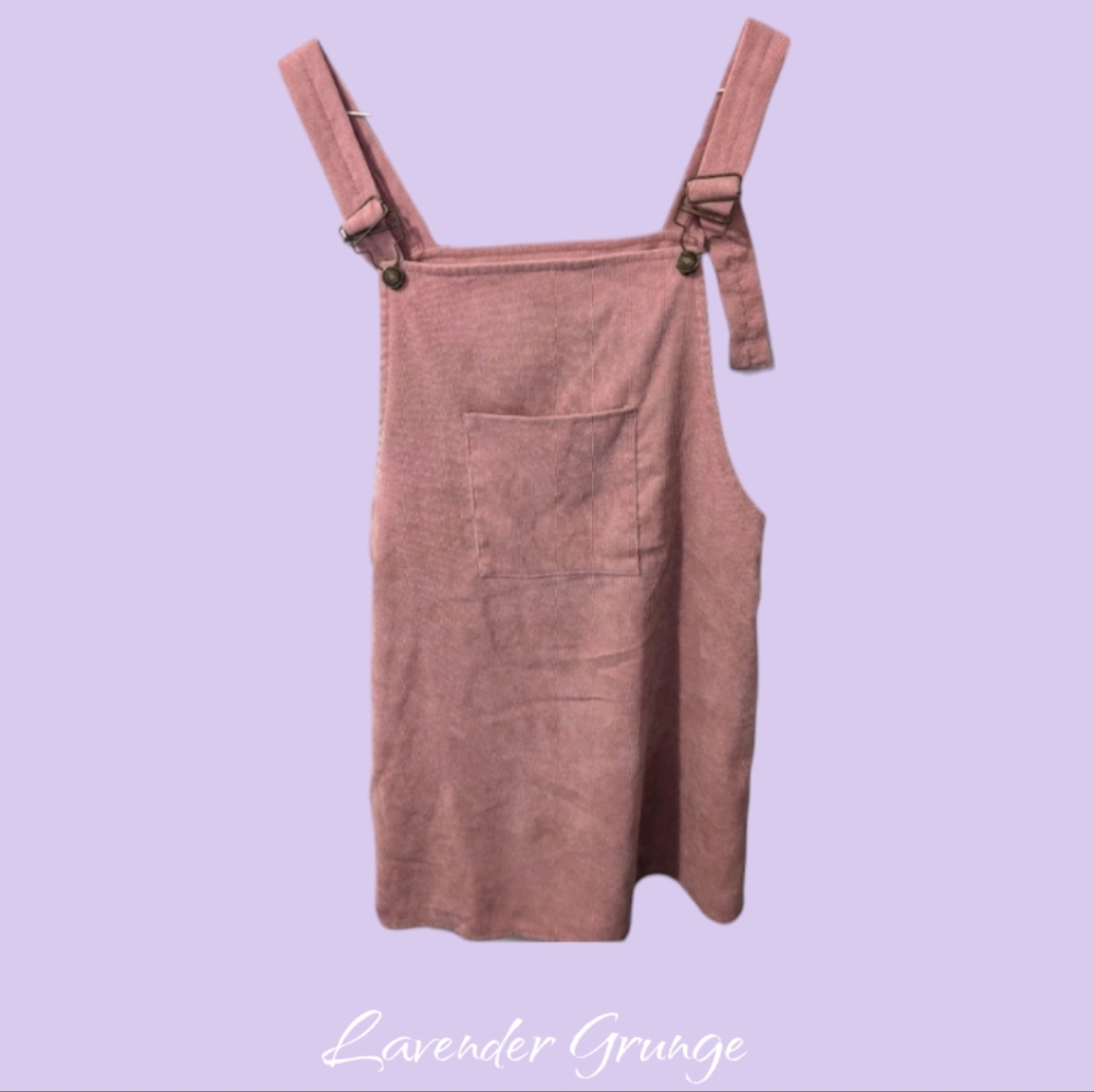 Pink Corduroy Overall Mini Dress